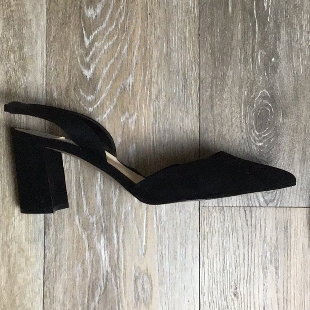 New Marc Fisher Black 3 inch block heels pointed toe sling backs size 8.5 - Picture 4 of 5
